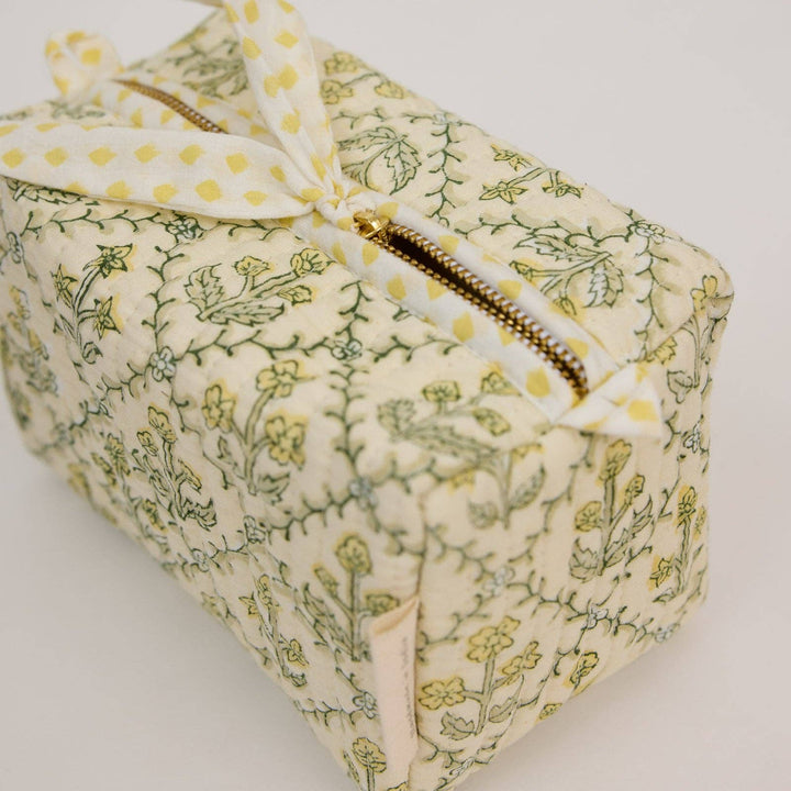 Kosmetiktasche Blumenraster -  Buttercreme  Bio-Baumwolle
