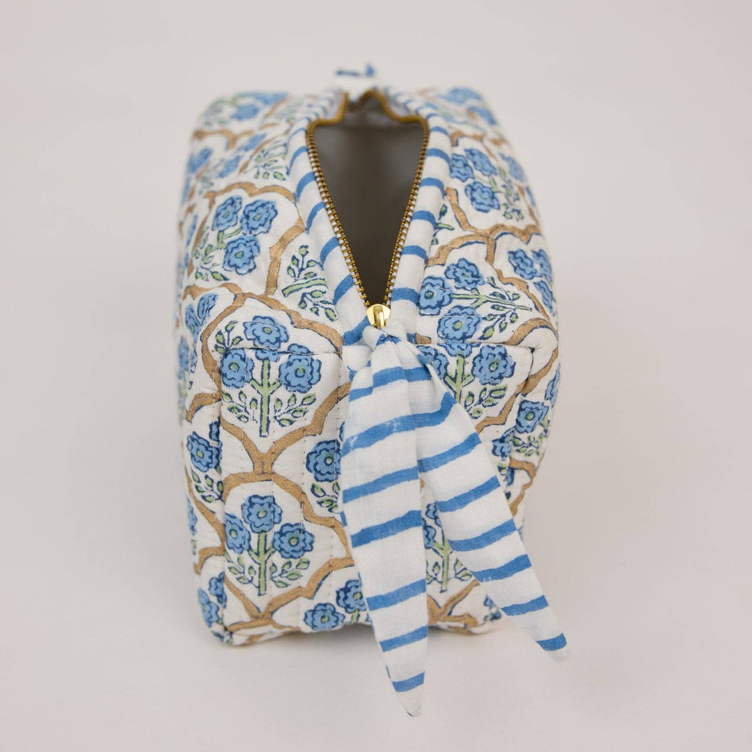 Toilettenbeutel Trellis Indigo aus Bio-Baumwolle, Klein,