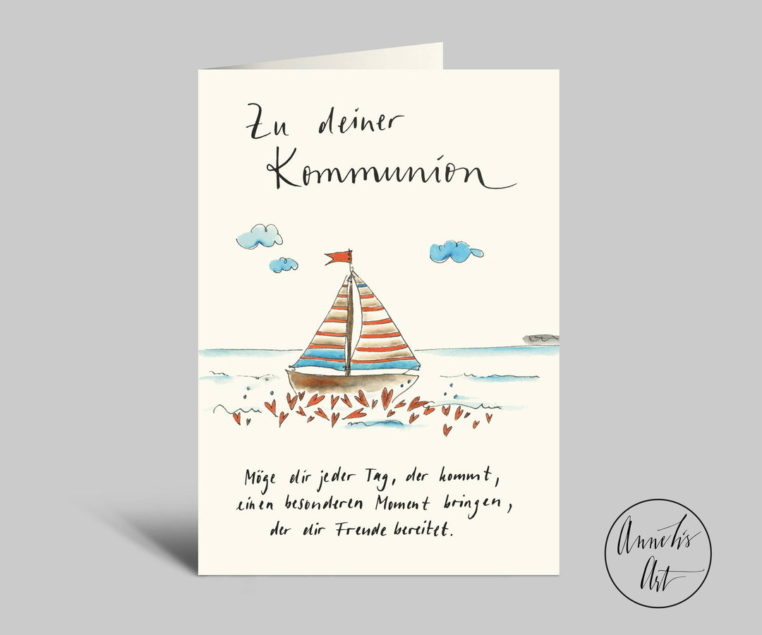 Karte Kommunion - Segelboot