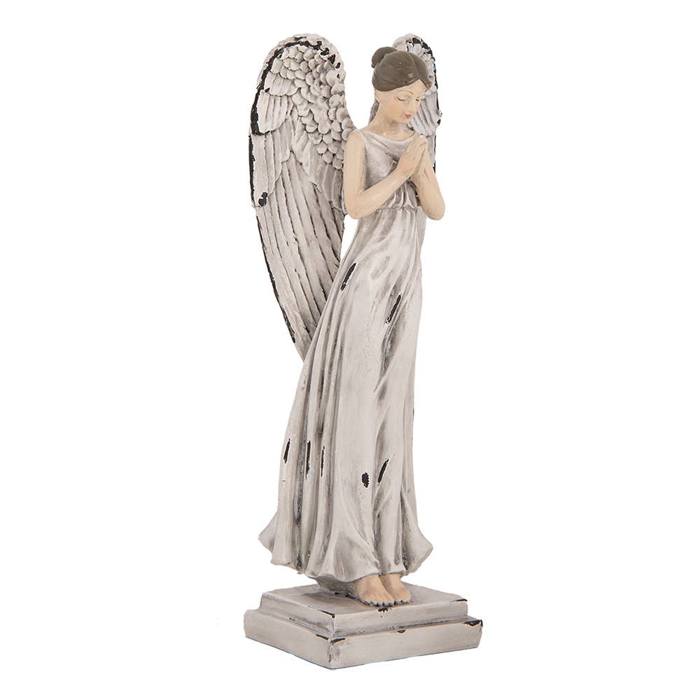 Engelsfigur Weiß/Grau 23 cm – Stilvolles Wohnaccessoire