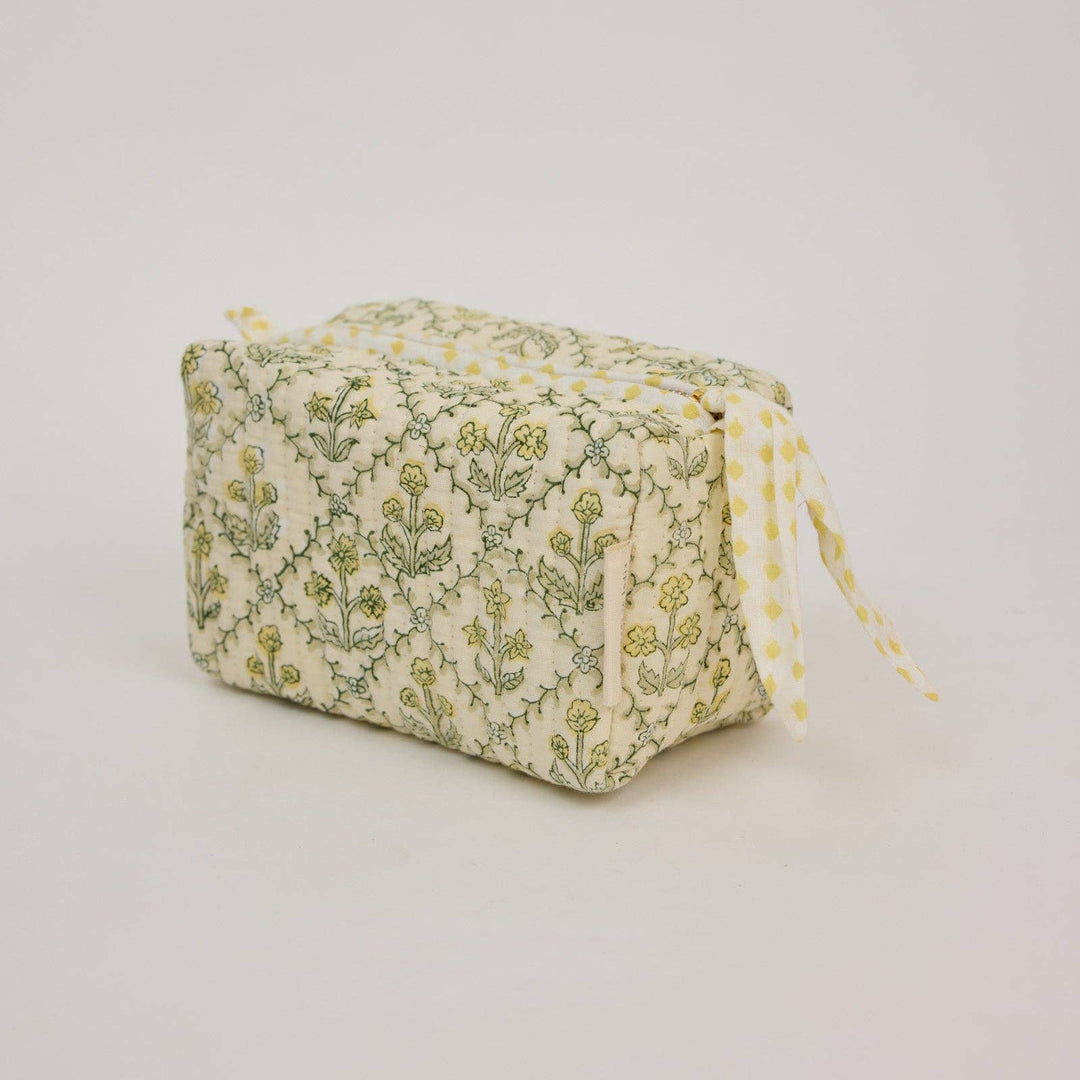 Kosmetiktasche Blumenraster -  Buttercreme  Bio-Baumwolle