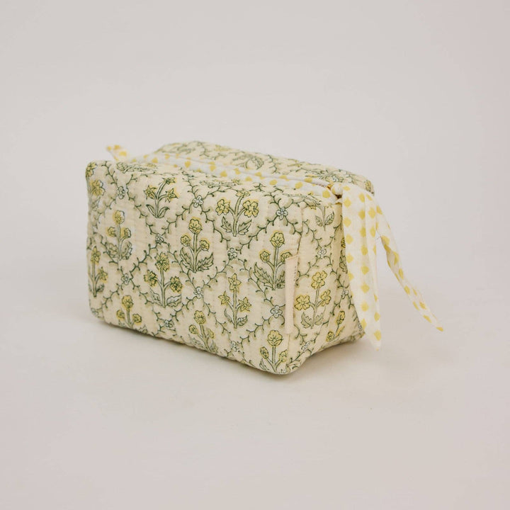 Kosmetiktasche Blumenraster -  Buttercreme  Bio-Baumwolle