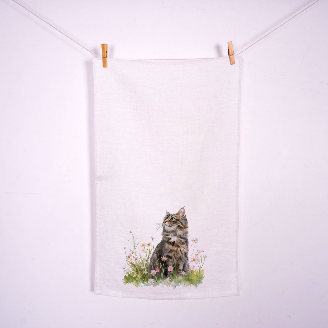 Leinen Geschirrtuch - Katze