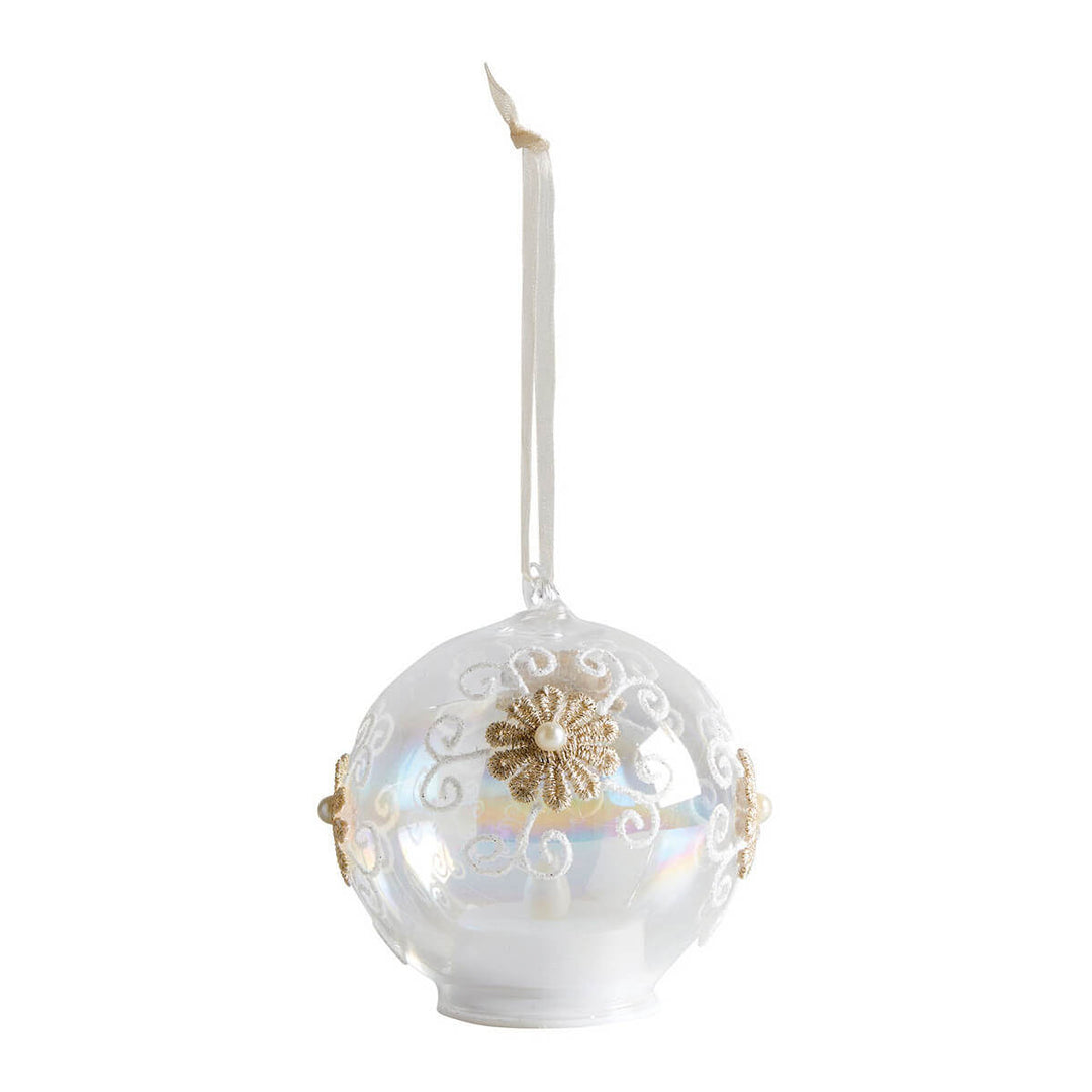 Weihnachts-Glaskugel mit Schneeflocke & LED – Dekoration von Mathilde M.