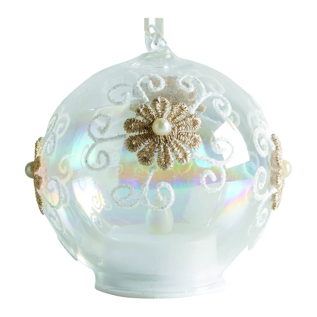 Weihnachts-Glaskugel mit Schneeflocke & LED – Dekoration von Mathilde M.