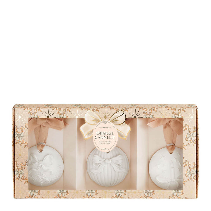 Mathilde M. Duftdekor Weihnachtskugeln Orange Cannelle, 3er-Set