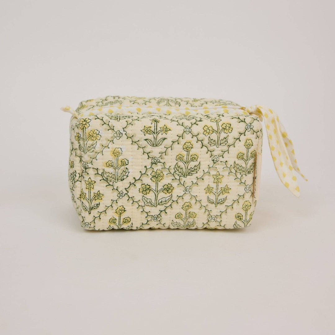 Kosmetiktasche Blumenraster -  Buttercreme  Bio-Baumwolle
