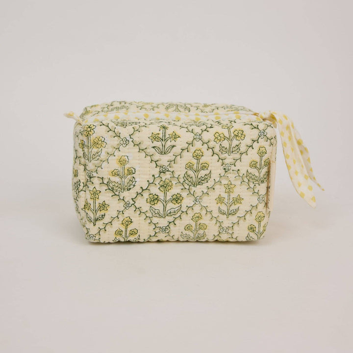 Kosmetiktasche Blumenraster -  Buttercreme  Bio-Baumwolle