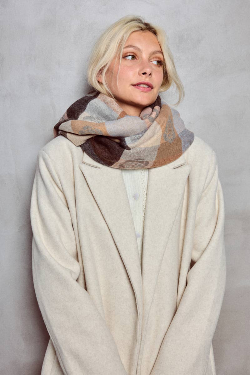 Wendbarer Wollschal mit Blumenmuster – Eleganter Schal für Herbst & Winter