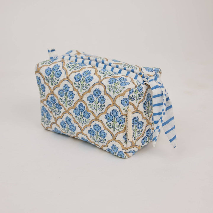 Toilettenbeutel Trellis Indigo aus Bio-Baumwolle, Klein,