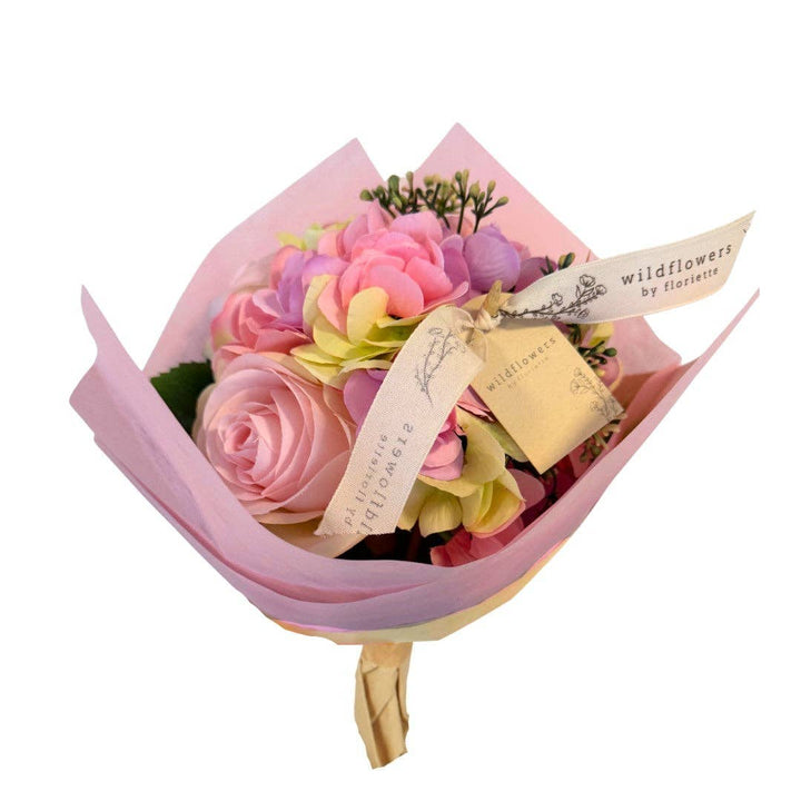 Künstlicher Blumenstrauß Hortensie & Rose Rosa – 30 cm