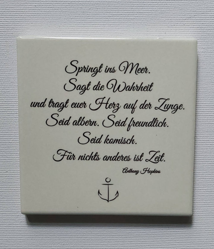 Keramikuntersetzer "Springt ins Meer..."
