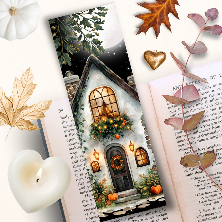 Lesezeichen -  Cottage im Herbstlicht