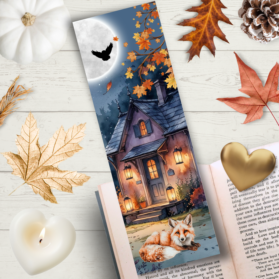 Lesezeichen -  Der Fuchs und das Herrenhaus im Mondnebel