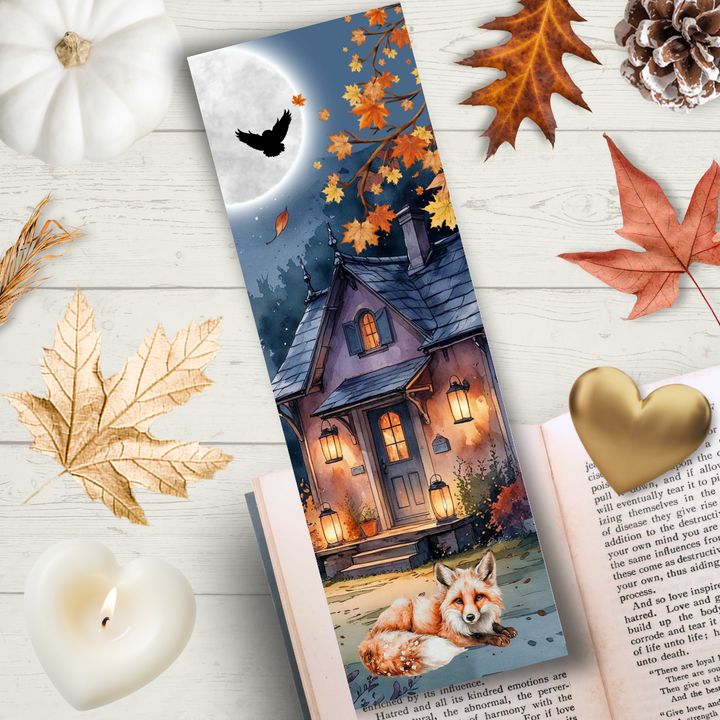 Lesezeichen -  Der Fuchs und das Herrenhaus im Mondnebel