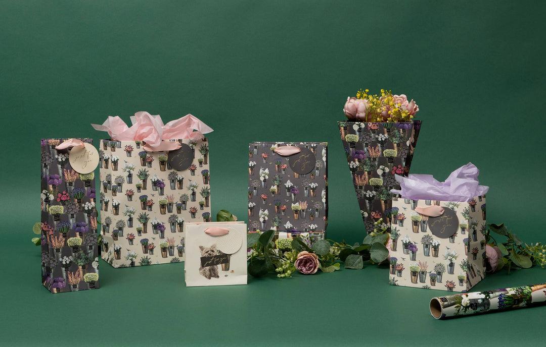 Geschenktasche mit Blumen in Blumenvasen Print – für jeden Anlass perfekt geeignet