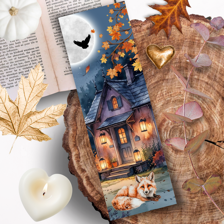 Lesezeichen -  Der Fuchs und das Herrenhaus im Mondnebel