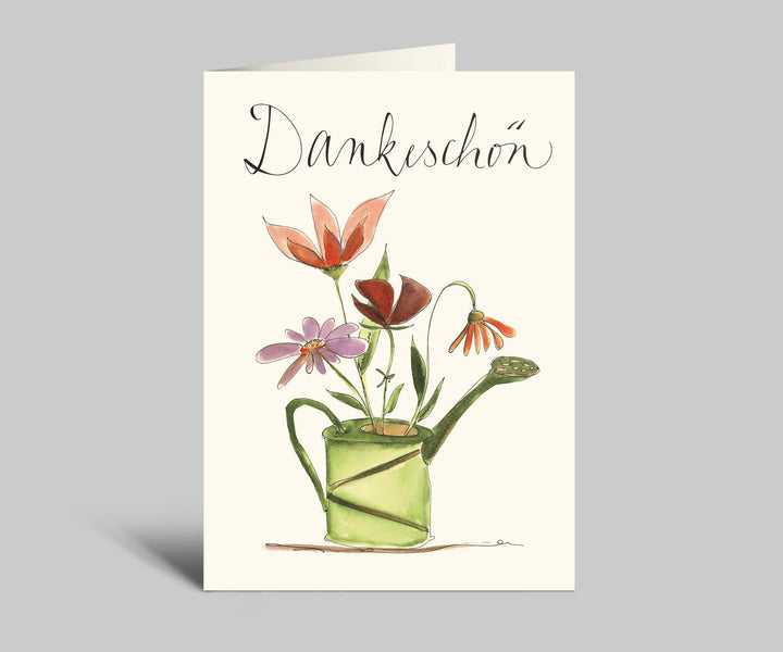 Karte Dankeschön - Gießkanne mit Blumen