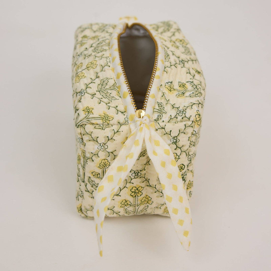 Kosmetiktasche Blumenraster -  Buttercreme  Bio-Baumwolle
