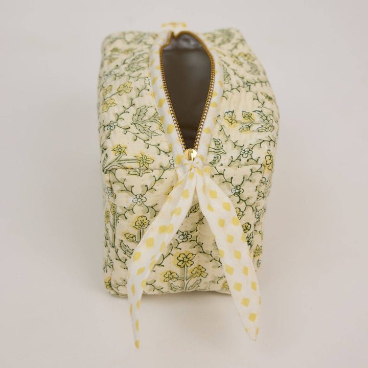 Kosmetiktasche Blumenraster -  Buttercreme  Bio-Baumwolle