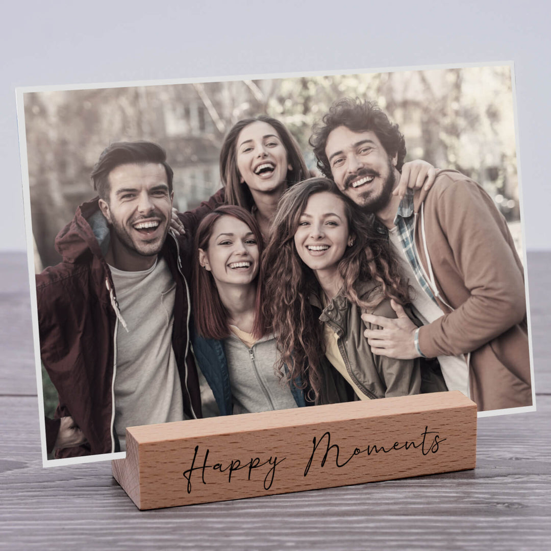Kartenhalter aus Buchenholz - Happy Moments