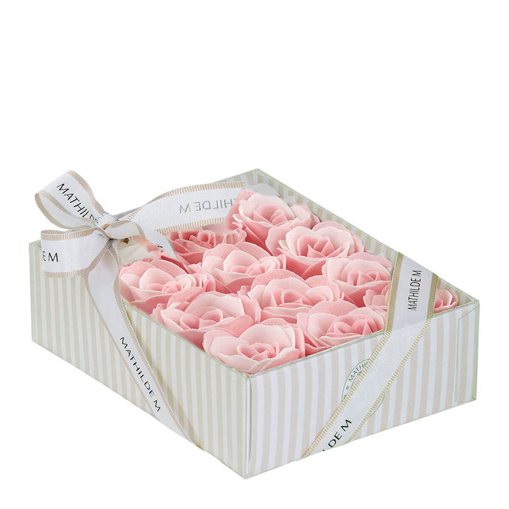 Mathilde M. Set aus 12 Rosen in rosa und weißen Seifenblättern - Rosenduft