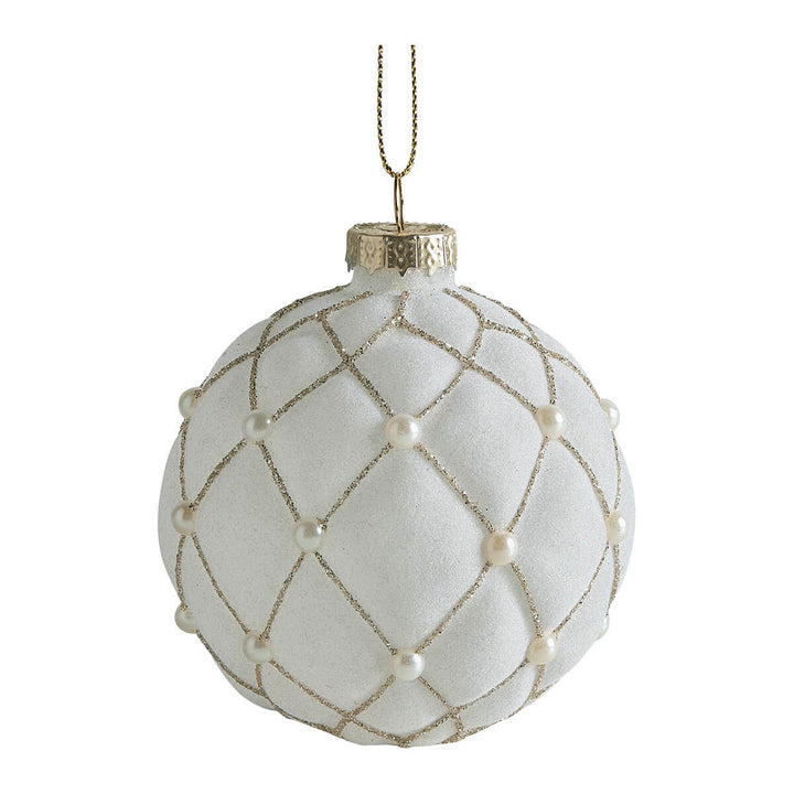 Set aus 3 Glas-Weihnachtskugeln mit Perlen – elegante Weihnachtsdeko von Mathilde M.