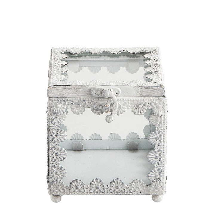 Mathilde M. Schmuckbox – Klein, quadratisch, weißes Metall